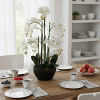 Plante en pot d'orchidée Phalaenopsis blanche artificielle personnalisée de 60 cm, fleur au toucher réel, décoration de table pour la maison et le bureau