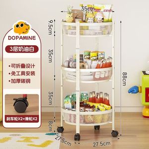 Panier de rangement pliable à 3 niveaux en métal pour cuisine, étagère de rangement, chariot de rangement roulant pour la maison et la salle de bain - Product Image 1