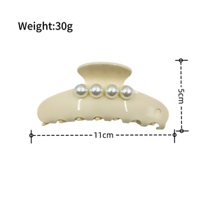 Grande pince à cheveux en acétate, style rétro français, avec perles, pour femmes - Product Image 4