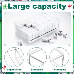 Caja de Acrílico Personalizada de Fábrica para Mahjong, Caja de Almacenamiento para Fichas Vacías, para Mahjong Americano de 1.2" y 160 Fichas - Product Image 5