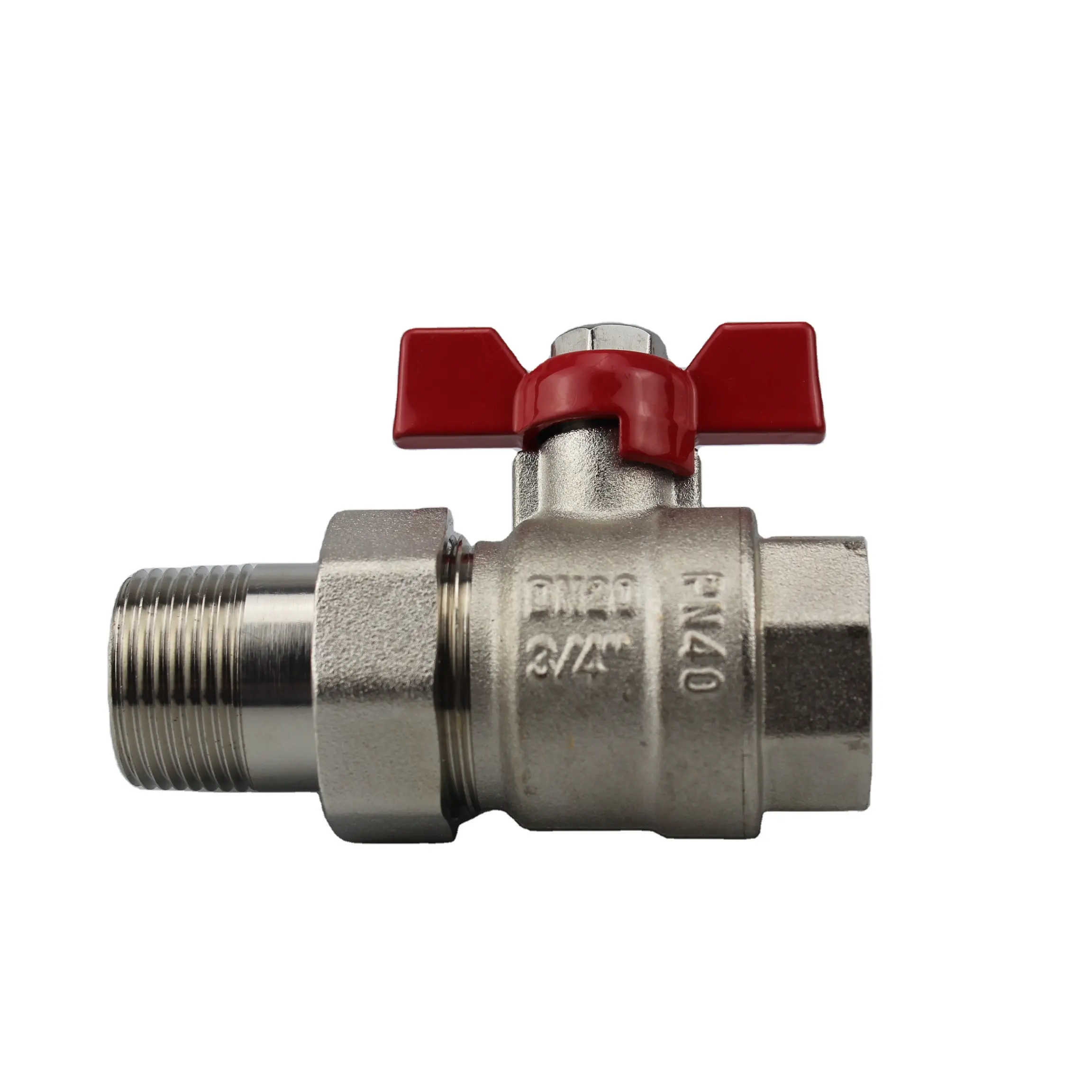 PN40 Ball Valve Female and Male Brass Valve with Union Connector Aluminum Handle