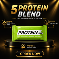 Barre protéinée au matcha et au lait, carré protéiné vert, collation énergétique faible en glucides, marque privée