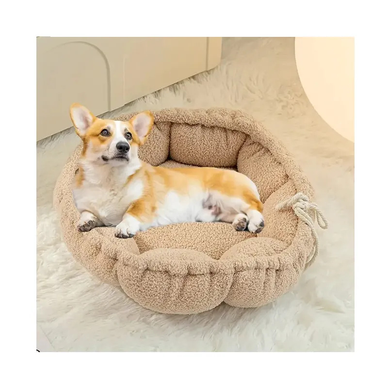 Literie pour petit animal de compagnie, lit rond épais coussin pour animaux de compagnie, canapé-lit chaud antidérapant pour animaux de compagnie, lit pour chien et chat