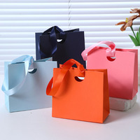 Sacs cadeaux en papier kraft de luxe gris bleu premium, personnalisés avec logo, spécial vanille, petits sacs fourre-tout pour cosmétiques et parfums, avec cordon de serrage en ruban