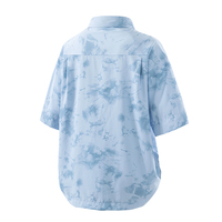 Chemise à manches courtes tie-dye avec boutons plats et poche poitrine, 100% polyester, tenue décontractée d'été