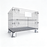 Chariot pliable robuste à roues en treillis métallique, conteneur de stockage métallique galvanisé empilable pour la logistique d'entrepôt, personnalisable