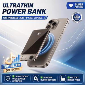 Batería Externa Magnética <span class=keywords><strong>de</strong></span> Carga Rápida 2026, 5000mAh, Aleación <span class=keywords><strong>de</strong></span> Aluminio, Ultrafina <span class=keywords><strong>de</strong></span> 8mm, con Pantalla LED - Product Image 1
