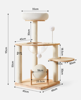 Arbre à chat intégré en bois massif avec lit pour chat, design peu encombrant pour la maison, griffoir en sisal, capsule spatiale