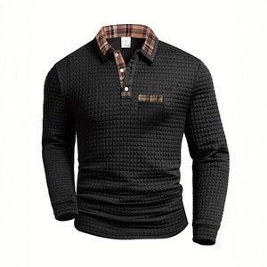 Novità 2025: <span class=keywords><strong>Polo</strong></span> da <span class=keywords><strong>Uomo</strong></span> Casual a Maniche Lunghe, Stile Sportivo Primaverile e Autunnale, in Maglia Tinta Unita con Bottoni - Product Image 1