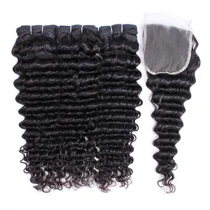 Wholesale Cheap Natural Colorバージンキューティクル同盟Peruvian Hair 3 Bundles With Closure