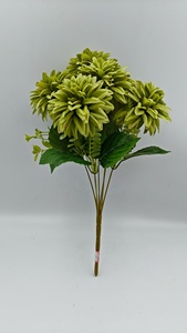 Nouveau Style fait à la main vert artificiel <span class=keywords><strong>Dahlia</strong></span> fleur Pu Real Touch étanche léger pour la fête des mères maison et décor externe - Product Image 4