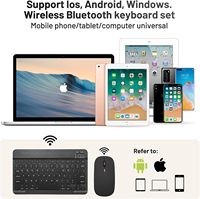 Set Keyboard Mouse Nirkabel Mini Tipis Isi Ulang USB BT Putih Tahan Air 1200 DPI untuk Tablet Ponsel Laptop