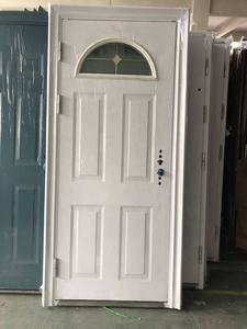 Porte en acier <span class=keywords><strong>de</strong></span> sécurité blanche <span class=keywords><strong>de</strong></span> qualité supérieure avec <span class=keywords><strong>insert</strong></span> en verre demi-lune pour l'extérieur - Product Image 4