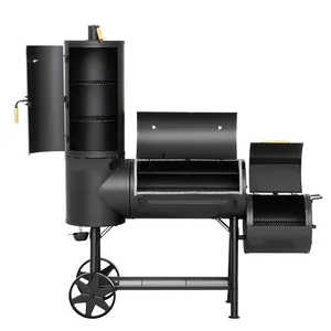 Ağır dikey ofset et barbekü ızgara makinesi kömür barbekü tekerlekler ile dış mekan kullanımı için uygun