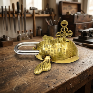 Brass <b>Bee</b> Padlock Vintage Inspired Decorative Hardware Accessory Artistic Metal Security Lock Handmade Insect Design Padlock - Product Image 6