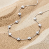 Bracelet et Collier Charme Moissanite 0,3 ct 4 mm en Argent Sterling 925 Classique à Sertissage Bezel, Vente Chaude pour Femme
