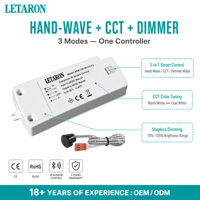 Contrôleur de lumière LED pour miroir avec capteur de mouvement à main, variateur CCT, interrupteur de température de couleur, mémoire de coupure de courant, DC12 24V 60 120W