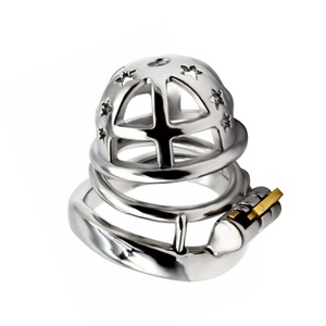 Jaula para Pene con Tapa Metálica Abatible, Diseño Ergonómico con Cierre de Rosca, Acero Inoxidable, Juguete Sexual BDSM para Hombres, Modelo 2022 - Product Image 2