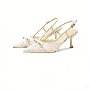 Scarpe da Sposa con Fiocco in Pizzo, Comode Scarpe con <span class=keywords><strong>Tacco</strong></span> <span class=keywords><strong>a</strong></span> Spillo per Matrimoni e Fidanzamenti - Product Image 1