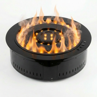 Cheminée extérieure moderne en acier inoxydable étanche avec flamme 3D, commande intelligente et télécommande, foyer à vapeur rond