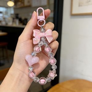 สายคล้องโทรศัพท์/พวงกุญแจ/สายคล้องกระเป๋า ประดับด้วยลูกปัดอะคริลิครูปโบว์ หัวใจ และดาว สีสันสดใส คุณภาพสูง สำหรับผู้หญิง - Product Image 4