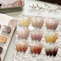 Vernis à ongles gel UV style français, série Lait de Rose et Café, avec palette de 9 couleurs, longue tenue, vernis liquide 9 couleurs