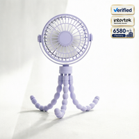 Ventilateur de bureau portable rechargeable avec pieds souples en forme de pieuvre, ventilateur à clipser pour poussette, chambre et utilisation extérieure