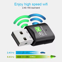 Adaptador WiFi-5 Inalámbrico de Doble Banda 2.4G 5G de 600Mbps, Dongle USB WiFi, Tarjeta de Red para PC Portátil Windows 7 8 10 11