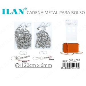 Catena in metallo ILAN per borsa 120cm x 6mm colore argento accessorio per borsa - Product Image 3