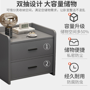 Modern Minimalist Nightstand With 2 Drawers Plastic Top Bedroom Storage <b>Unit</b> For Adults And Children - Product Image 4