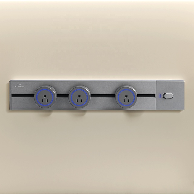 Grey Wall Power Track Socket EU UK US Universal Standard Home Kitchen Bathroom Office Wall Power Socket Plug Removable Adapter
