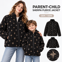 Vestes en polaire sherpa noires à motif flocon de neige assorties pour la famille, pour femmes et filles, vêtements d'extérieur pour les vacances d'hiver, fabricant de marque