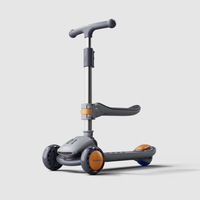 Trottinette 2 en 1 réglable avec lumière LED, trottinette pliable à 3 roues avec siège pour enfants de 3 à 8 ans