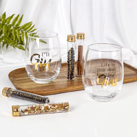 Kit de verres à vin sans pied personnalisés BespritGift avec logo, verres à gin, garnitures botaniques, coffret cadeau pour les amateurs de cocktails, style tendance