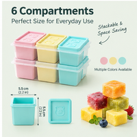 Moule à glaçons en silicone personnalisé, boîte de conservation pour aliments pour bébés, 6 compartiments, réutilisable, sans BPA, silicone de qualité alimentaire