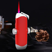 Briquet torche à flamme jet en métal, coupe-vent, rechargeable au butane, flamme rouge, pour accessoires de fumeur – Vente en gros usine