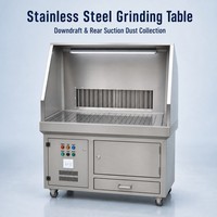 Table de travail industrielle en acier inoxydable avec aspiration descendante pour l'extraction des fumées de soudage, le ponçage, le polissage et la collecte des poussières
