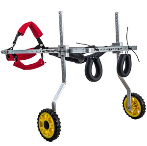 Carrito de movilidad ajustable de 2 ruedas para perros, con marco de aleación de aluminio y ruedas amarillas, soporta las patas traseras - Product Image 1