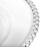 Assiettes de présentation rondes de 13 pouces, argentées, transparentes, à perles, pour mariage