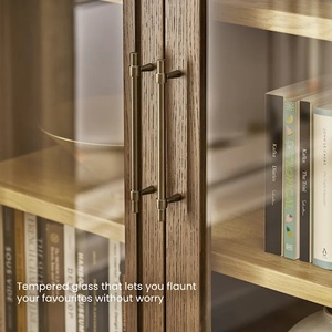 Meuble <span class=keywords><strong>TV</strong></span> de style américain en bois massif avec design arqué, console de contrôle multimédia, armoire de rangement simple et armoire à vaisselle - Product Image 4