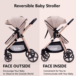 Poussette pliable BAB WAY avec nacelle, siège réversible, cadre en aluminium, poussette de luxe pour bébé avec DDP - Product Image 3