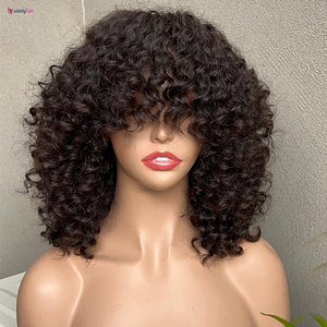 Perruque Courte à Franges Faite à la Machine SDD Super Double Drawn, Cheveux Vierges Bruts Alignés dans le Sens de la Cuticule, Densité 200%, 100% Cheveux Humains - Product Image 4