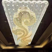 Grand Lustre Carré Moderne Personnalisé en Cristal K9 LED de Luxe pour Hall d'Hôtel et Villa avec Télécommande