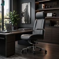 Chaise de bureau exécutive moderne en cuir PU à dossier haut avec siège pivotant économique et coussin moelleux pour usage commercial