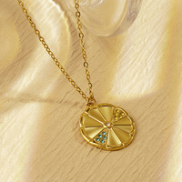 Collier pendentif citron diamant coloré en acier inoxydable plaqué or 18 carats à la mode pour les bijoux personnalisés imperméables des femmes d'été