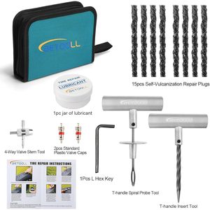 Kit de réparation de pneus BETOOLL 24 pièces, universel, robuste, pour réparation d'urgence de pneus crevés pour voiture - Product Image 2