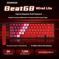Teclado Xinmeng Beat68 con Interruptores Magnéticos Intercambiables en Caliente, Tri-Modo, Cableado, Inalámbrico 2.4G, Bluetooth, Retroiluminación RGB, Personalizable, para Juegos Electrónicos
