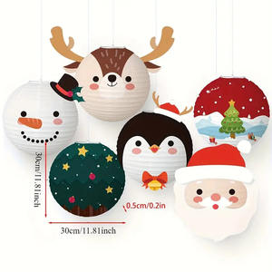 Juego de 6 uds de farolillos navideños, farol de papel decorativo, patrón de Reno de Papá Noel para decoración navideña, decoraciones navideñas para fiestas en casa - Product Image 2