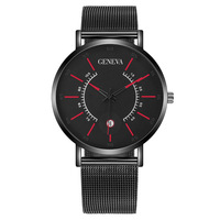 Jam Tangan Pria Quartz Geneva Fashion Ramah Lingkungan Warna Biru dengan Kalender, Tali Akrilik, Grosir Terlaris Perdagangan Luar Negeri Satu Unit