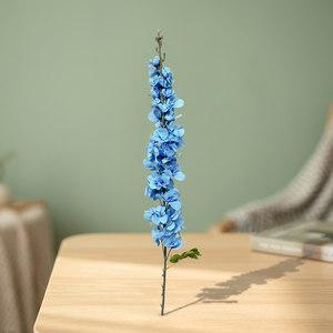 Tige de fleurs artificielles bleues mélangées, décorative, haute, moderne, en soie, faite à la main, écologique, pour arrangement en vase, pour la maison et le bureau - Product Image 2
